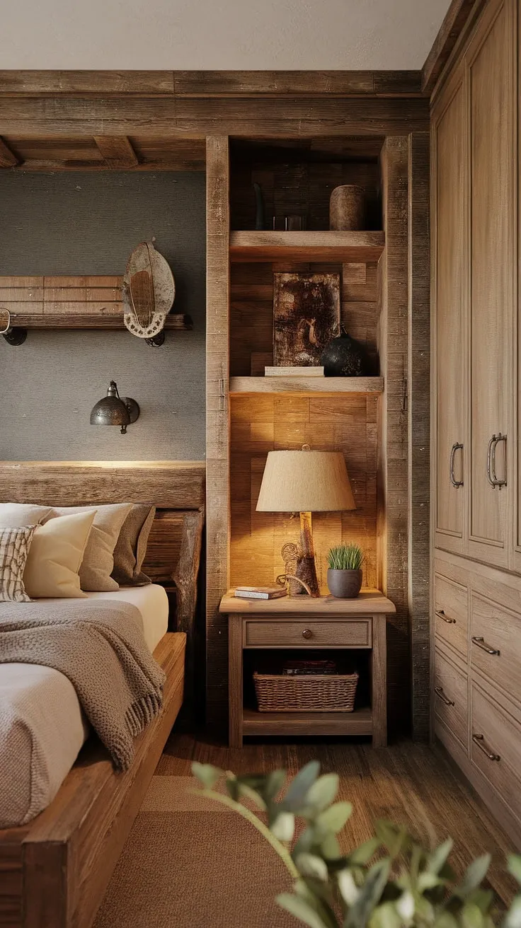 Drift off to sleep in this cozy haven, where rustic charm meets modern comfort. The warm wood tones and carefully curated details create a space that feels both inviting and uniquely yours. A perfect blend of textures and styles, this bedroom is a testament to the beauty of simple living.