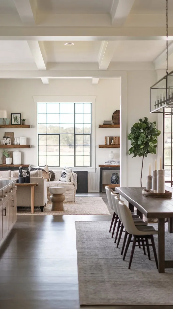 This modern rustic farmhouse offers the best of both worlds: the charm of a cozy retreat and the sophistication of a contemporary home. The spacious living and dining areas are bathed in natural light, highlighting the beautiful textures and thoughtful design elements throughout. It's a space designed for comfortable living and effortless entertaining; a true sanctuary.