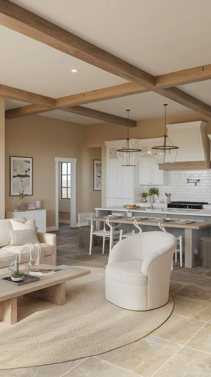 A dream come true: this stunning farmhouse boasts a spacious and airy layout. The combination of rustic wood beams and modern finishes creates a unique and inviting space. The open concept design effortlessly connects the living, dining, and kitchen areas, making it ideal for family gatherings and intimate evenings. A perfect blend of form and function.