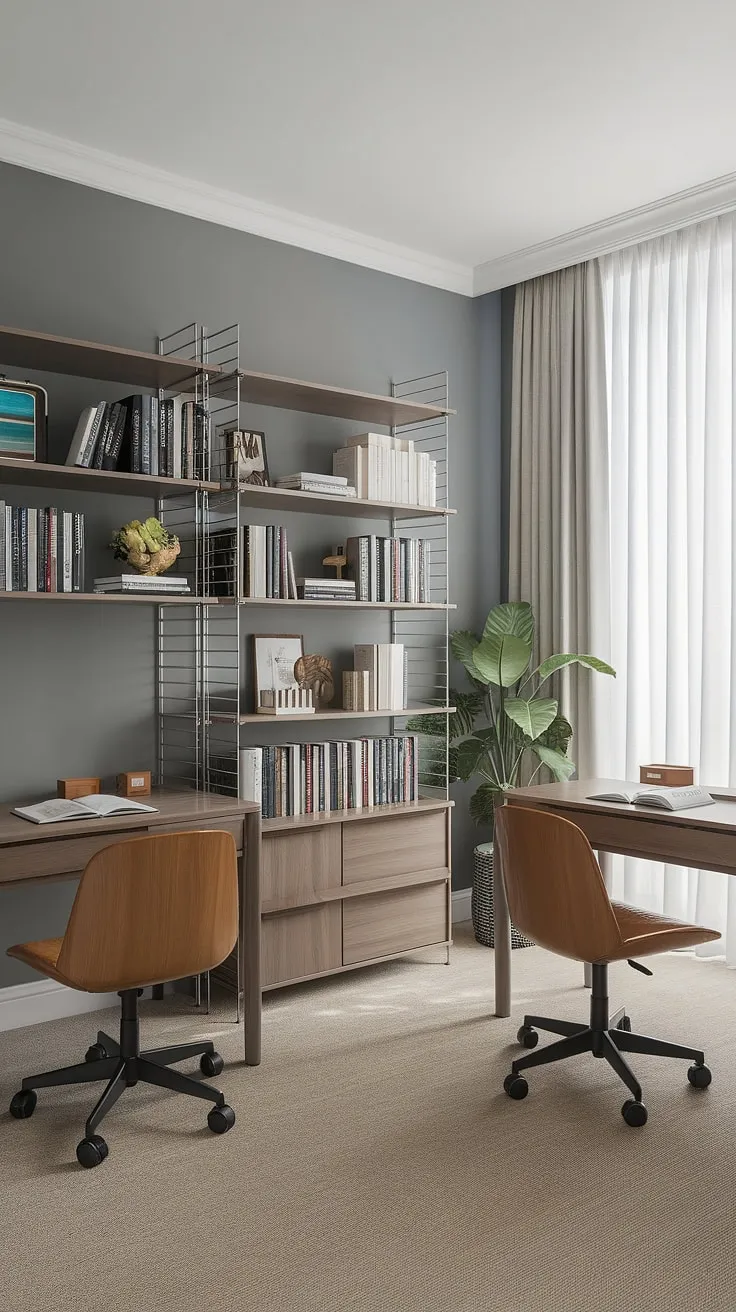 Find your focus in this serene study space, designed for collaborative learning or individual concentration. The neutral tones and ample natural light create the perfect atmosphere for deep work. A quiet haven for academic pursuits.