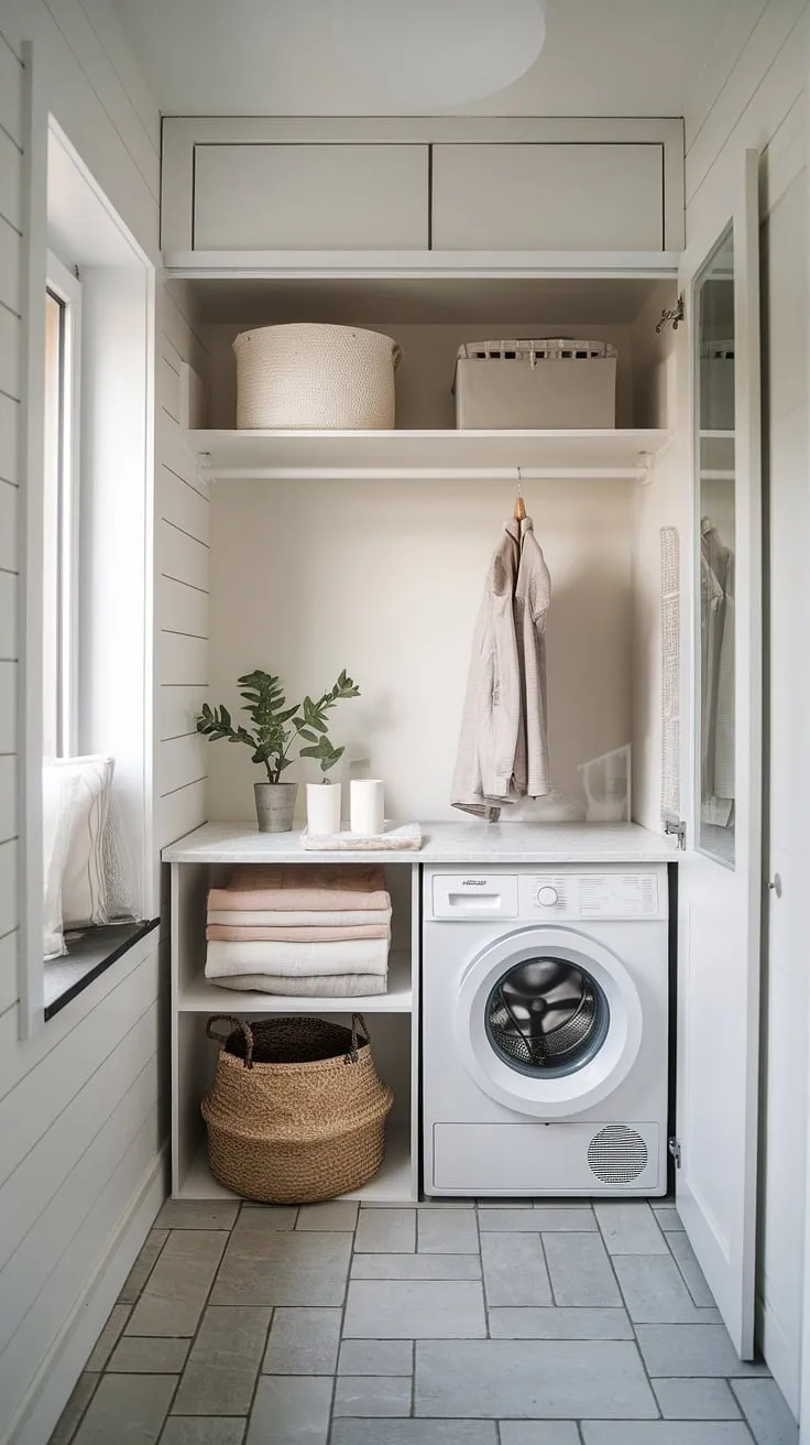 Small space, big impact. This laundry room proves that functionality and style can coexist, even in the most compact areas. The integrated storage solutions and bright, airy design make laundry day a little less daunting.