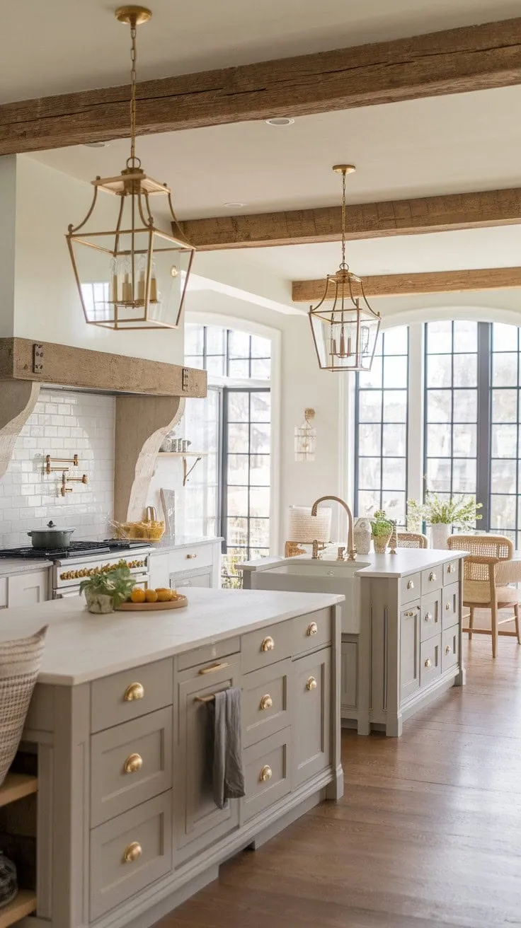 This modern farmhouse kitchen beautifully blends warmth and luxury, creating a dreamy heart of the home where memories are made.