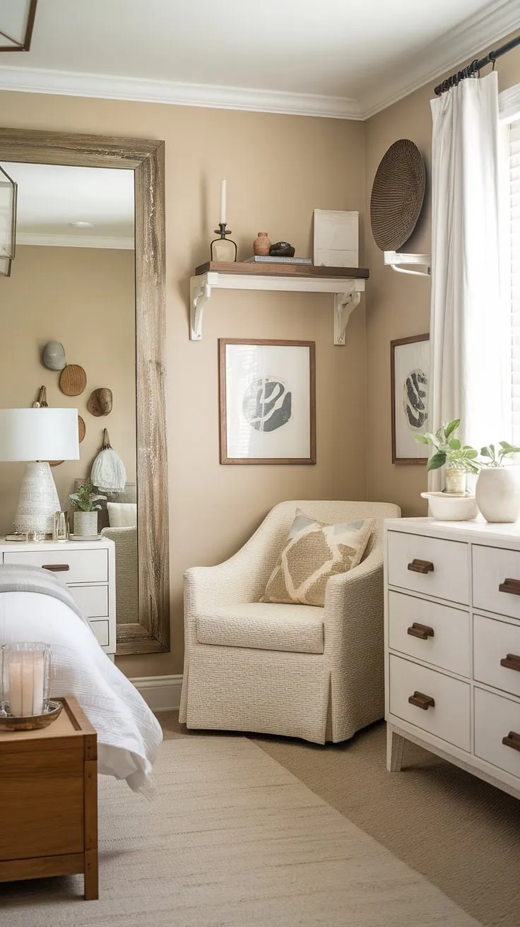 This bedroom is a testament to understated luxury. The carefully curated details, from the textured rug to the thoughtfully placed accessories, contribute to an atmosphere of serene tranquility and refined taste.