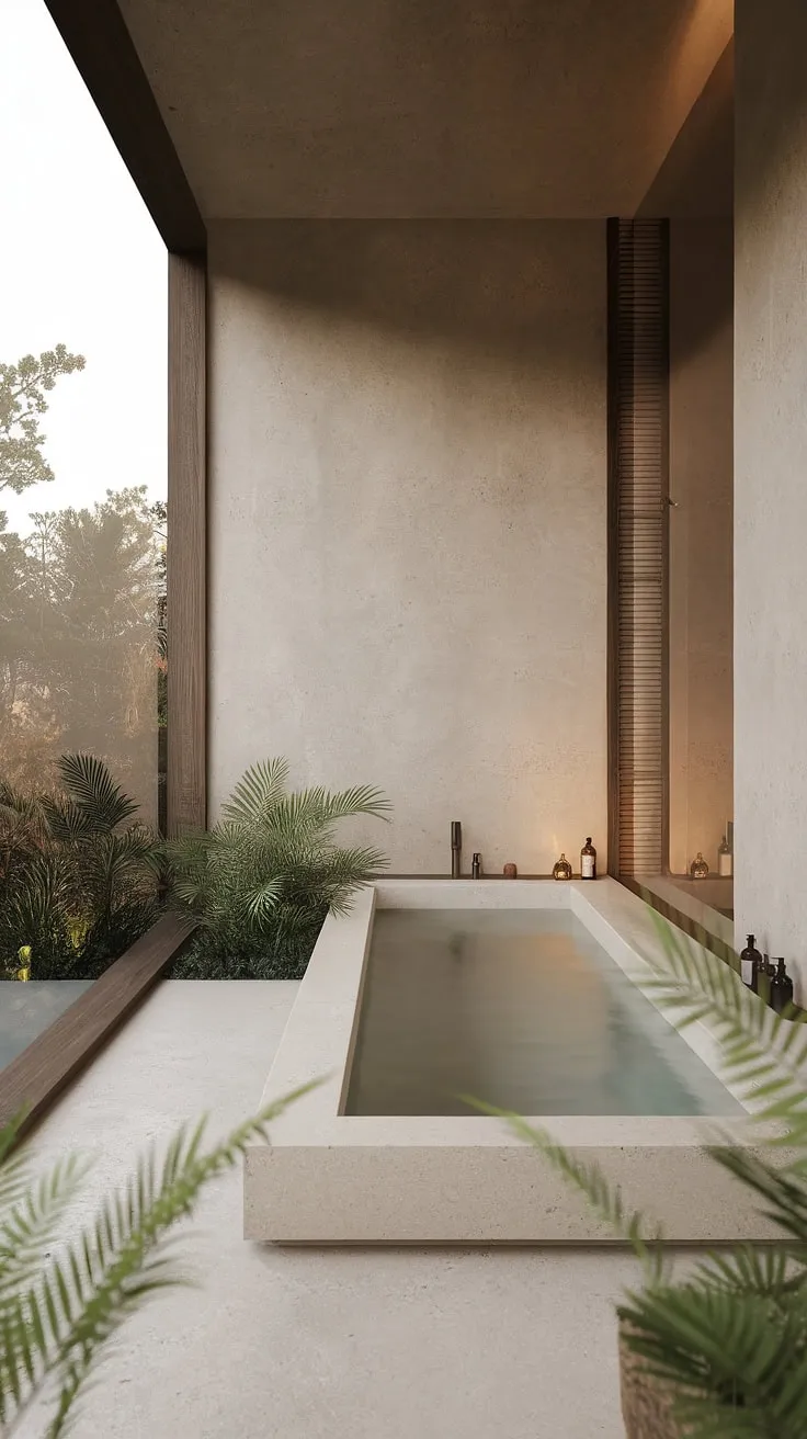 Escape the everyday in this exquisitely designed bathroom. The natural materials, soft lighting, and strategically placed plants cultivate a sense of peace and harmony, allowing you to fully immerse yourself in a moment of blissful relaxation. The view from the tub is simply breathtaking.