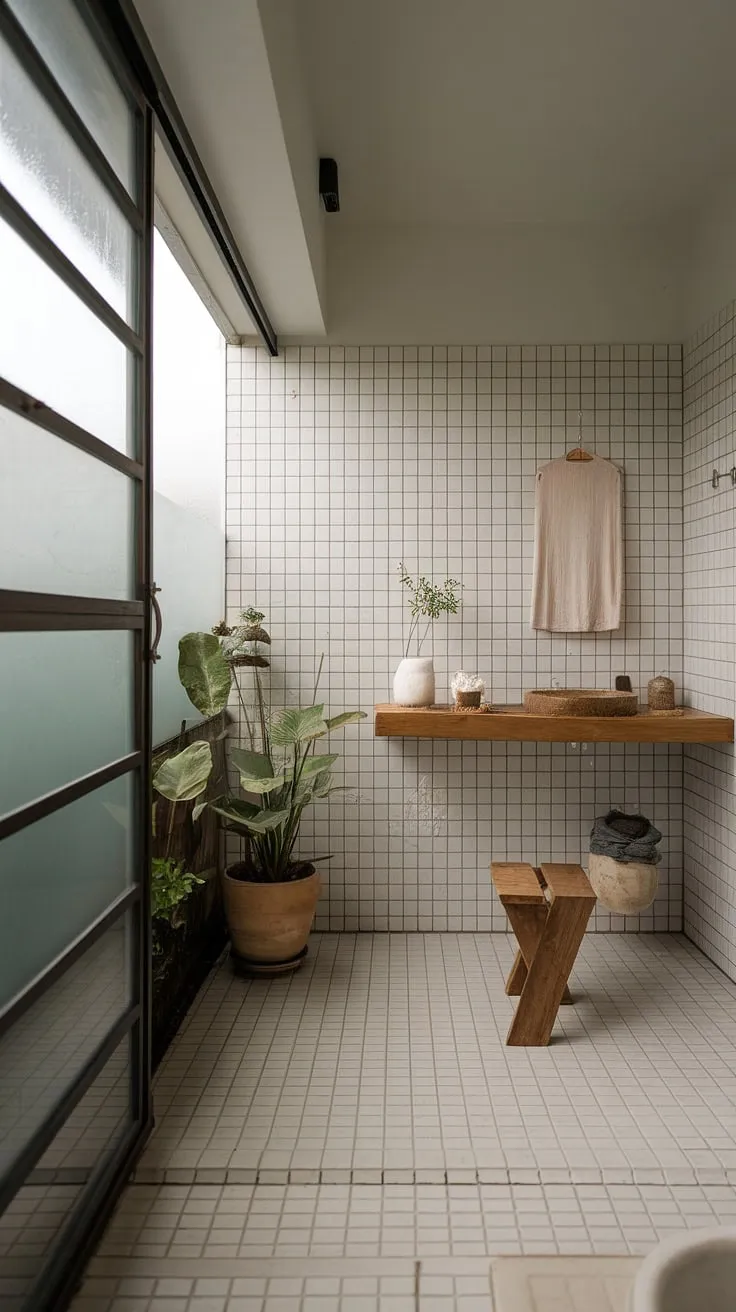 Simplicity and serenity meet in this modern zen bathroom. The clean lines, soft lighting, and thoughtful placement of plants cultivate a space where you can escape the everyday and reconnect with a yourself.