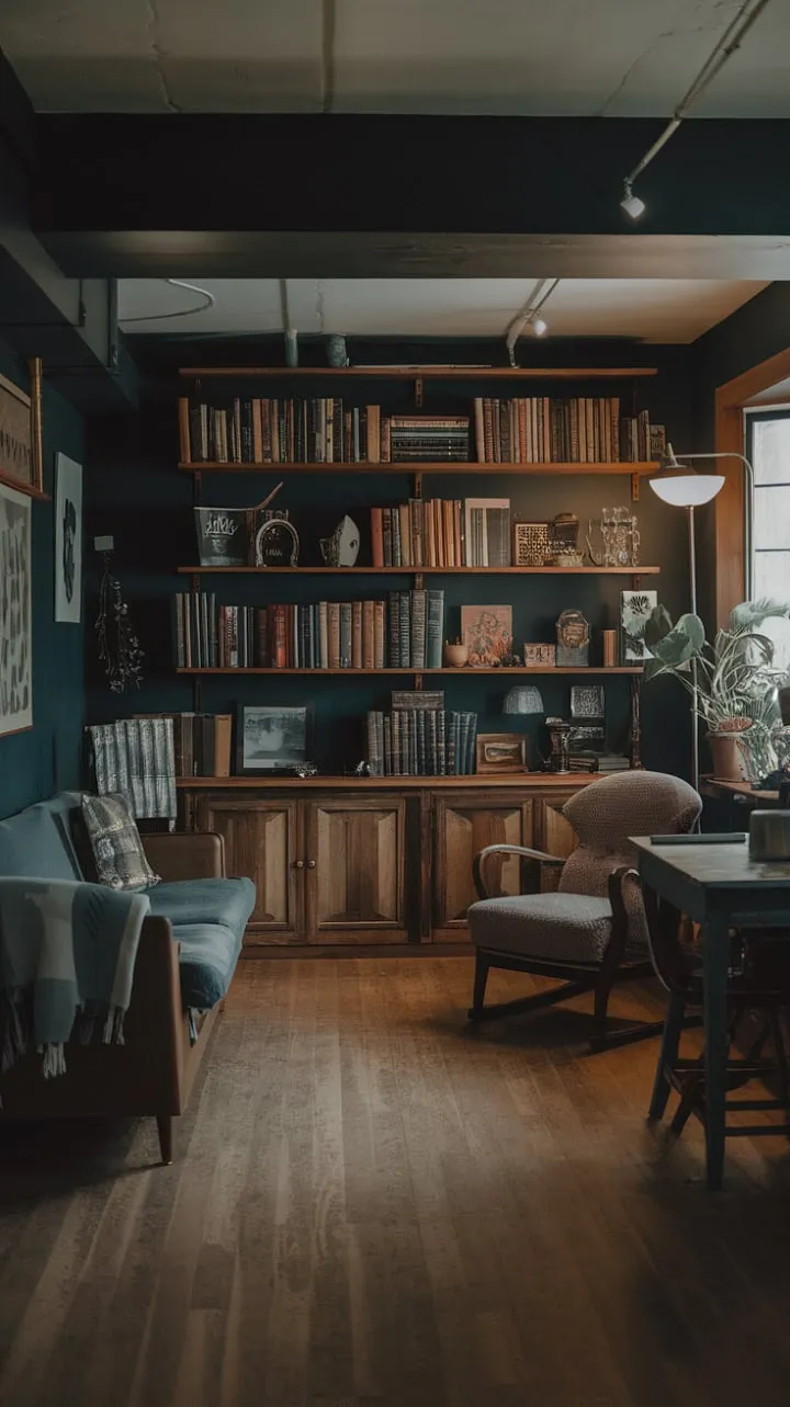 In a captivating basement filled with whispers of forgotten tales and vintage allure, the interplay of light and shadow invites you to unwind and lose yourself in its enchanting charm.