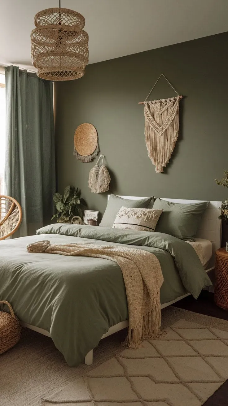 Escape to a serene sanctuary where soothing sage tones and cozy textures invite you to drift into a restful dream.