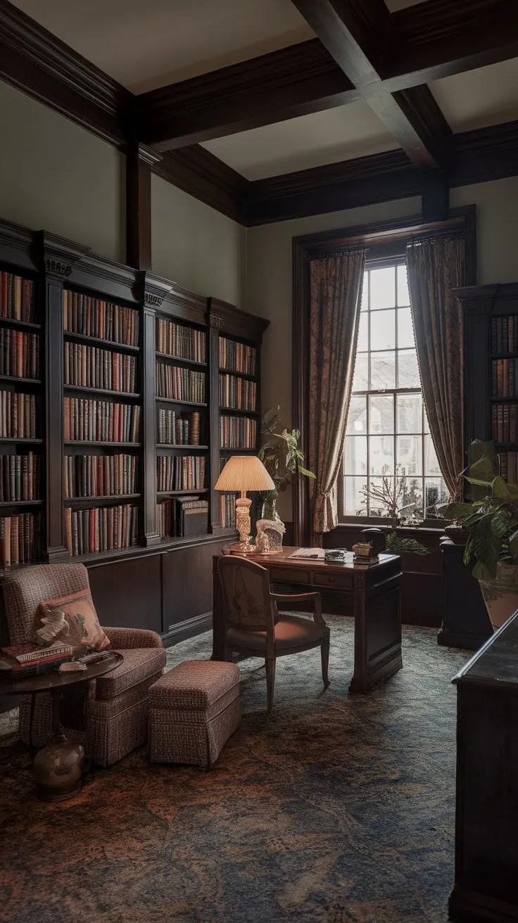 In the serene embrace of a regency library, sunlight dances on dusty tomes, filling the air with the rich aroma of history and untold tales.