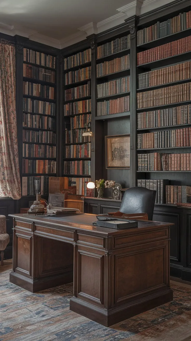 In this enchanting Regency-era library, the scent of aged paper and leather beckons the soul to explore centuries of whispered secrets and untold stories.