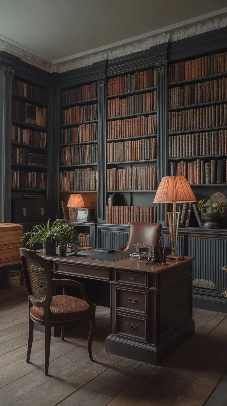 In a regency-era study, the mingling scents of aged paper and leather cradle untold stories, inviting quiet contemplation and the pursuit of hidden knowledge.