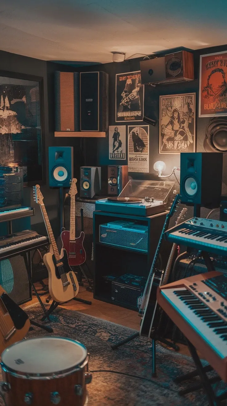 In a sanctuary alive with the echoes of rock legends, every instrument whispers untold stories, vibrating with the very essence of creative energy.