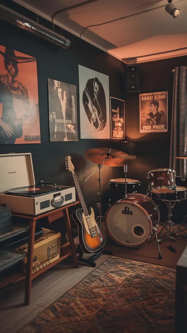 In a man cave alive with vintage melodies and the spirit of musical legends, every vinyl spin reveals a chapter of a life passionately lived.