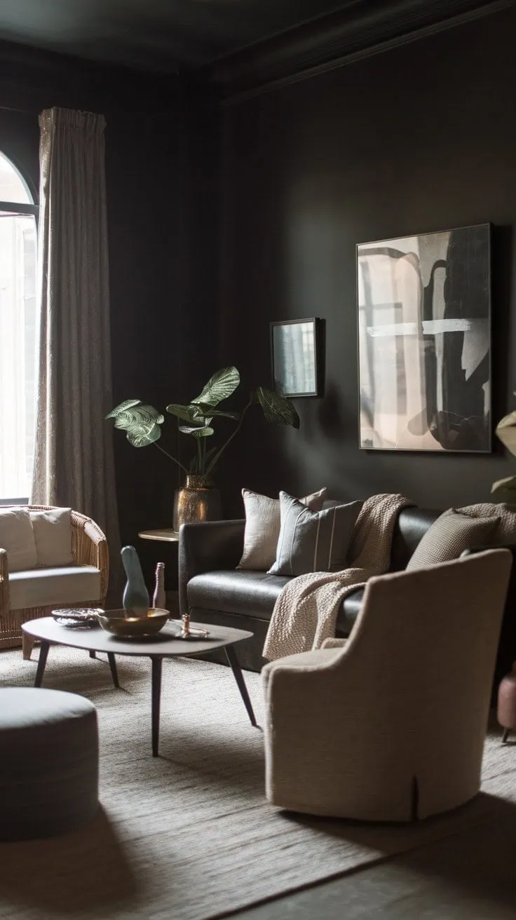 Bathed in soft natural light, this minimalist living room harmoniously blends modern boho decor with sophisticated comfort, creating a tranquil sanctuary that invites relaxation and appreciation for understated elegance.