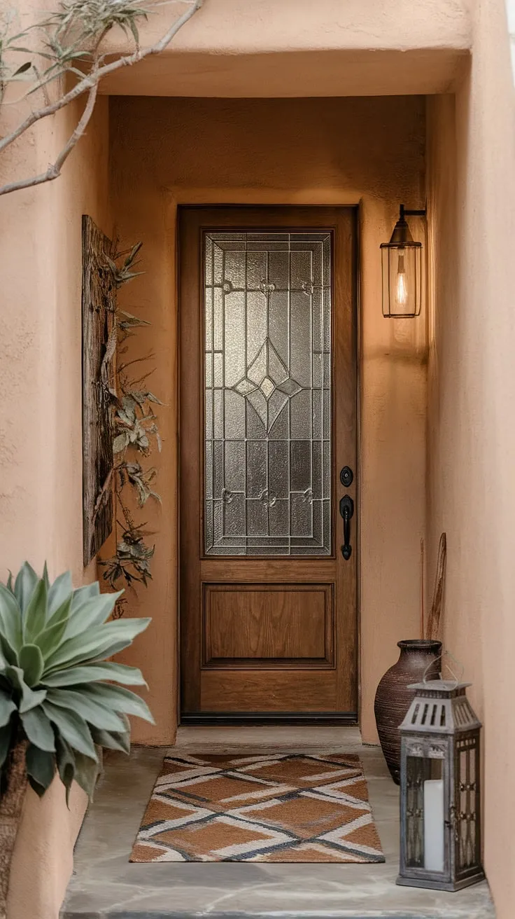 Step into warmth and charm. This narrow hallway entrance, a testament to clever narrow hallway decorating, proves that even the smallest spaces can make a grand statement.  The home entrance decor, with its thoughtful hall design and inviting ambiance, transforms a simple home entrance into a welcoming prelude to what lies within.