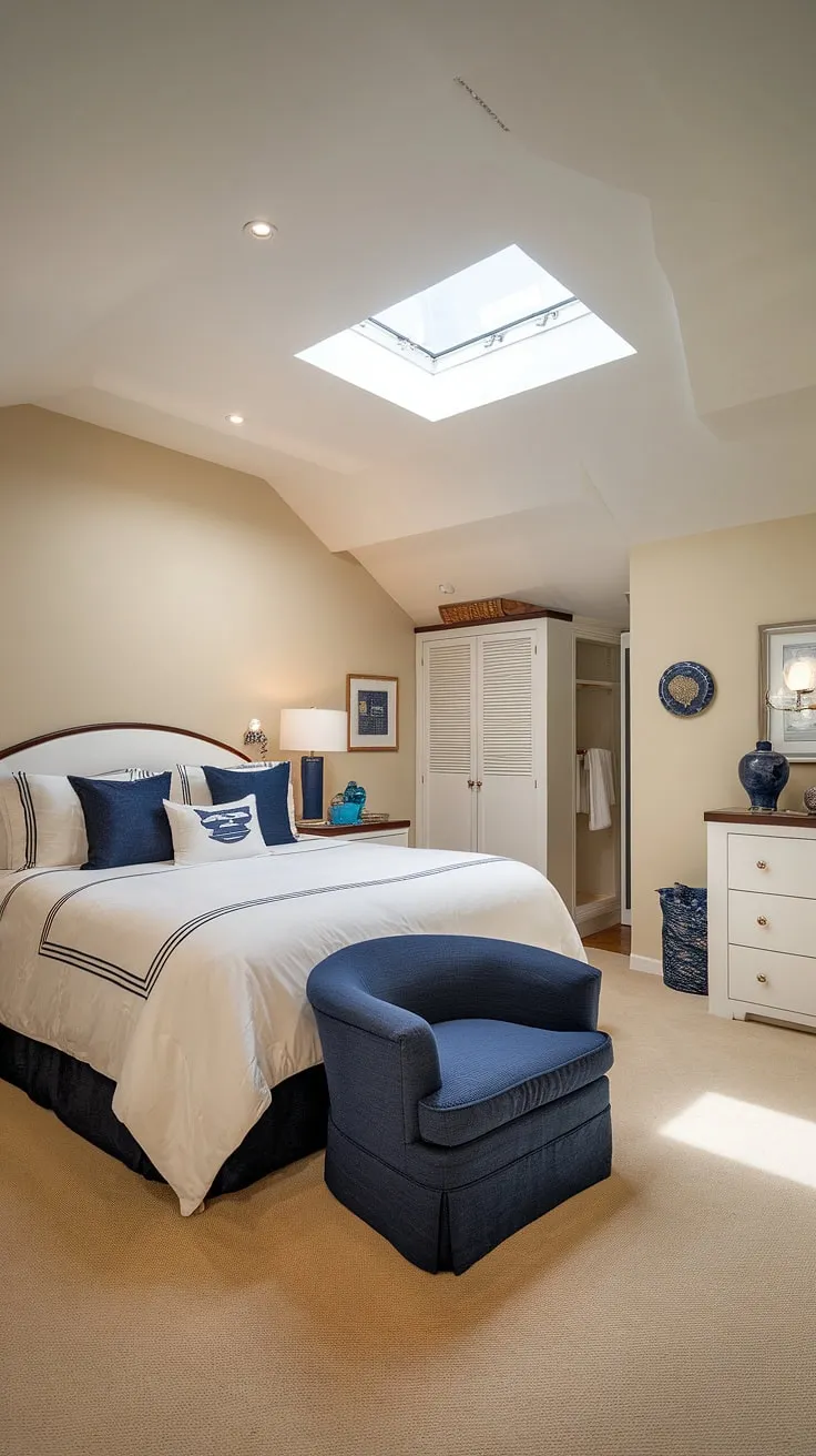 Drift off to sleep in this dreamy boathouse retreat. The king-size bed, nautical accents, and natural light create a serene atmosphere. A perfect blend of comfort and coastal charm, this space offers a unique and unforgettable experience.