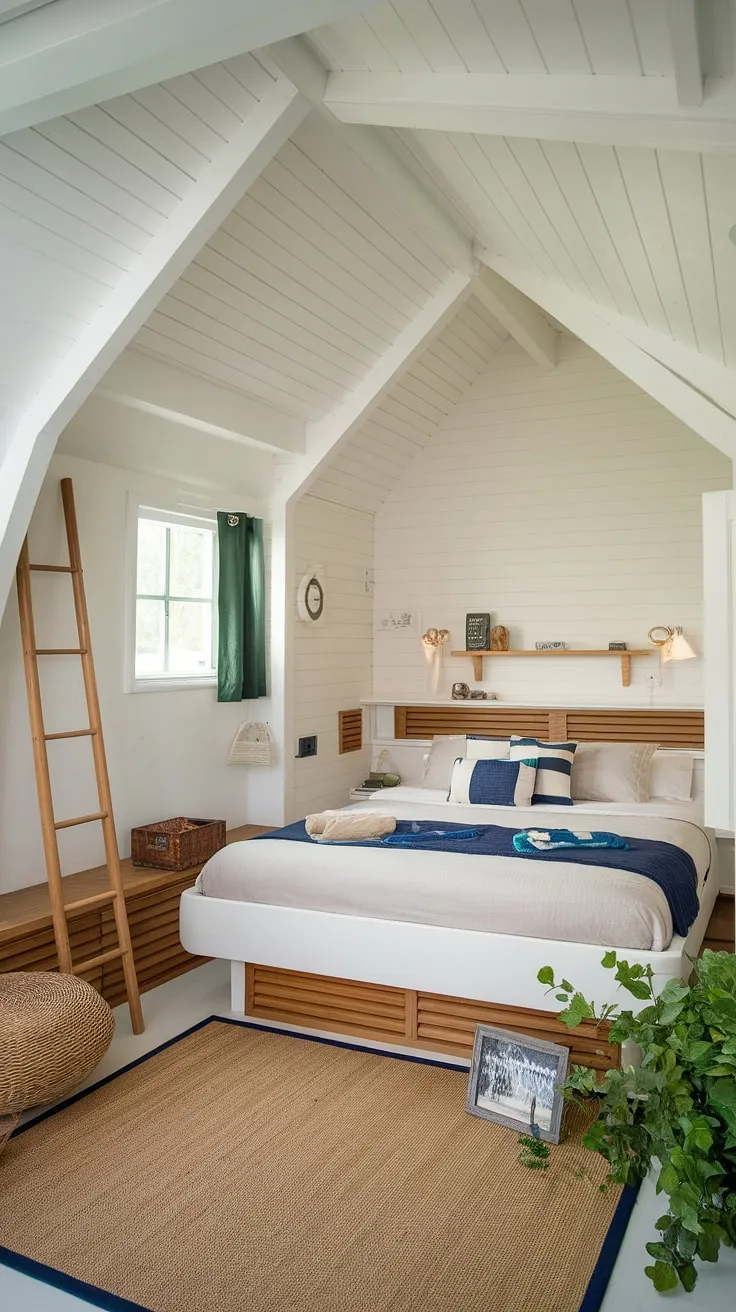 Drift off to sleep in this nautical haven, where the calming hues of the sea meet the cozy comfort of home. The boat house-inspired design, complete with a king-size bed and charming details, creates a tranquil escape. A perfect blend of rustic charm and modern serenity.