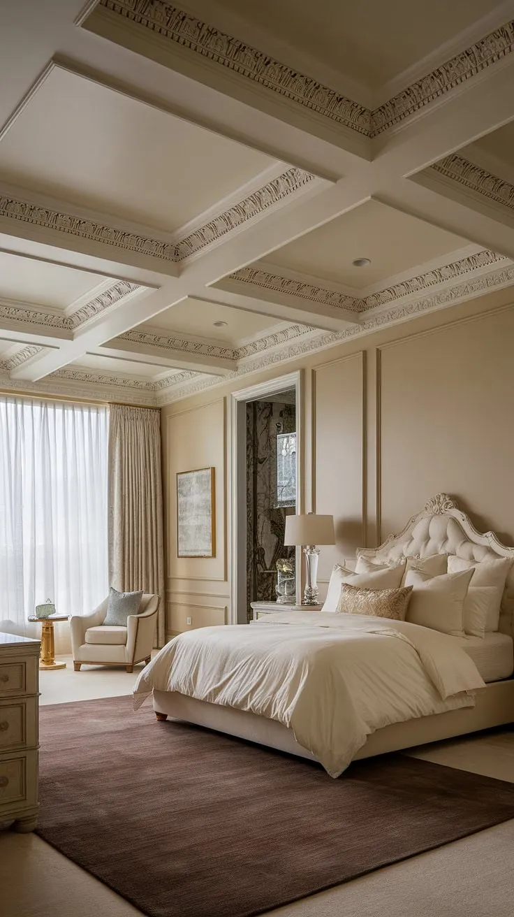 Indulge in the timeless elegance of this neoclassical master bedroom. The high ceilings, intricate crown moldings, and luxurious furnishings create a sanctuary of refined comfort. A perfect blend of classic architecture and modern amenities ensures a restful escape.