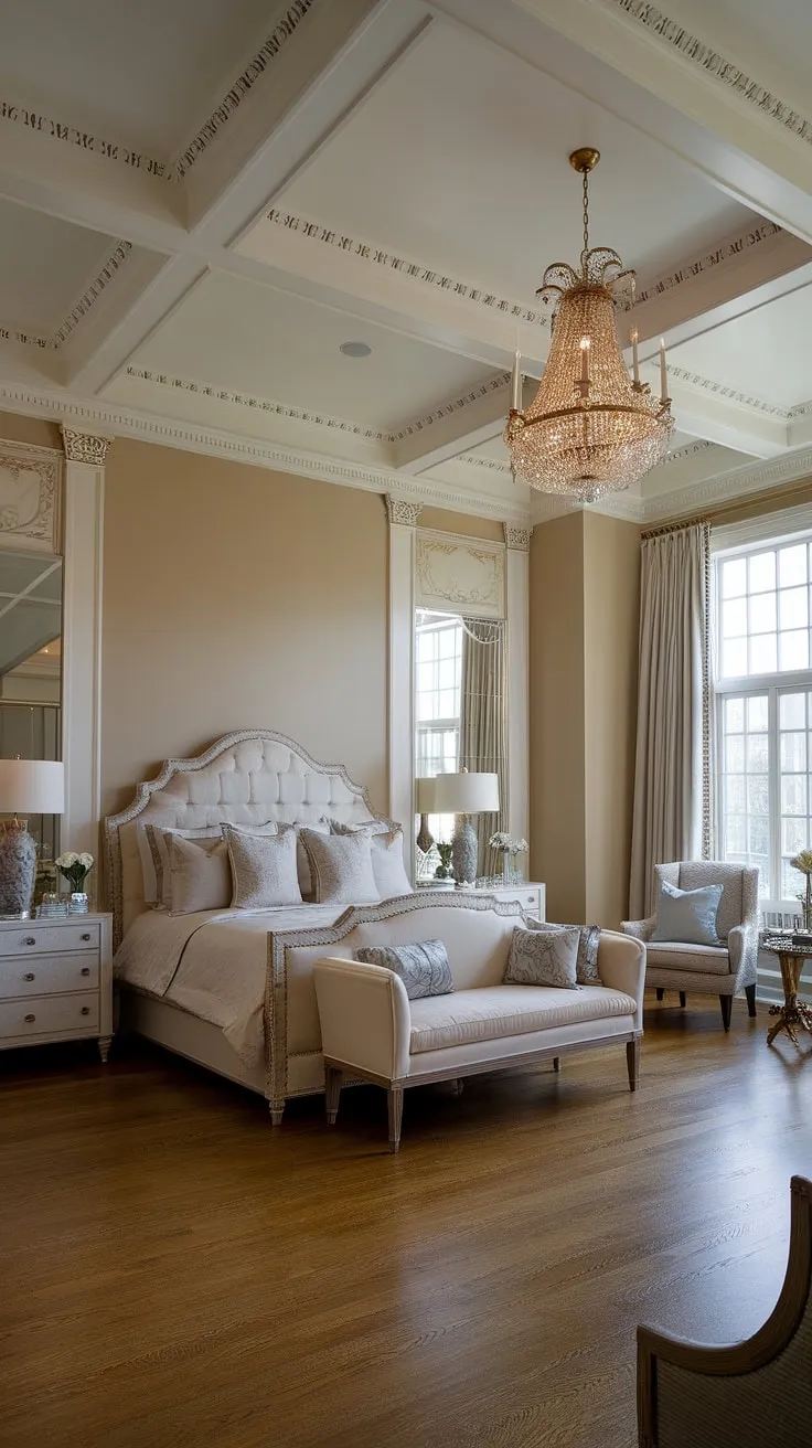 Indulge in the timeless elegance of this neoclassical master suite. The high ceilings, intricate moldings, and luxurious fabrics create an atmosphere of refined comfort, a sanctuary where dreams are made and cherished memories unfold. A perfect blend of classic grandeur and modern luxury.
