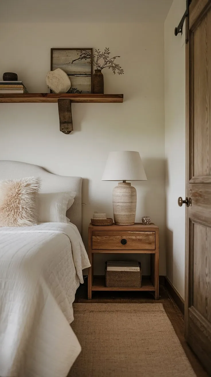This cozy classic primary bedroom features neutral decor with a white bed, fluffy pillows, and soft lighting, creating the perfect sleepy retreat.