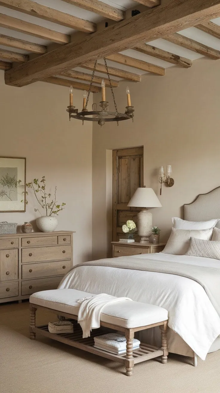 Experience tranquil slumber in a charming sanctuary where rustic elegance and modern comfort harmoniously blend.