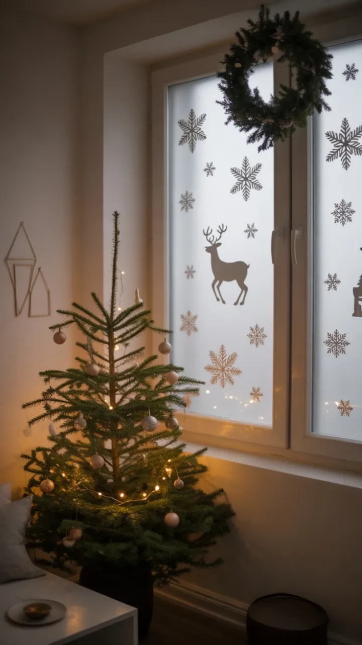 Quiet Minimalist Christmas with Warm Lights and Frosted Windows