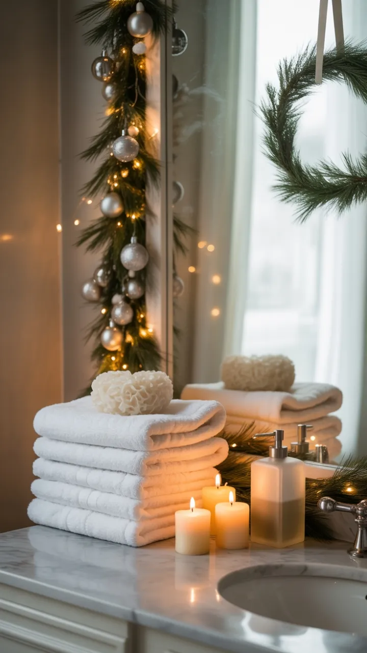Serene Neutral Christmas Bathroom Retreat