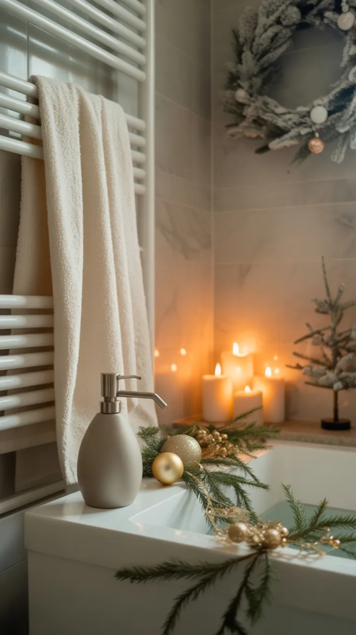 Serene Winter Bath with Subtle Christmas Elegance