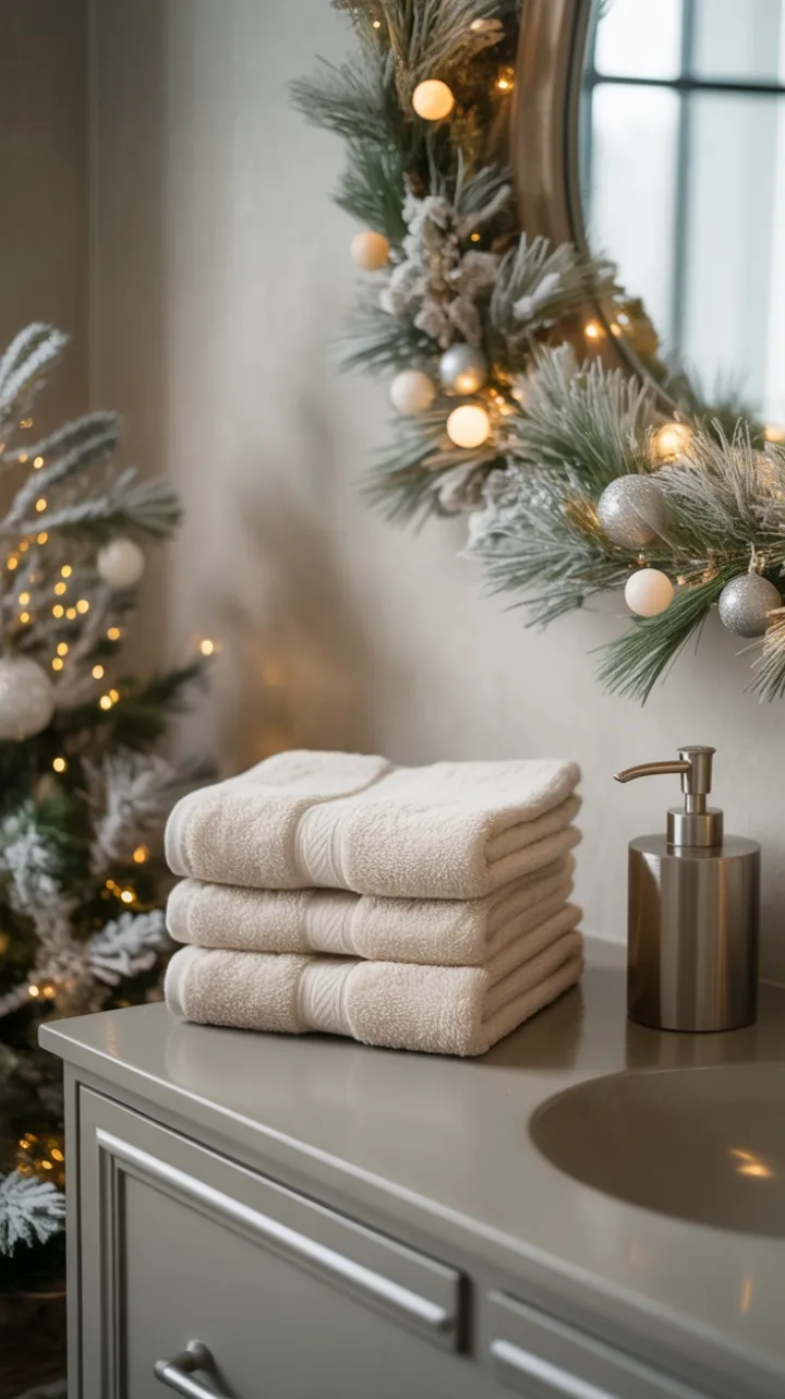 Frosted Calm in a Neutral Holiday Bathroom