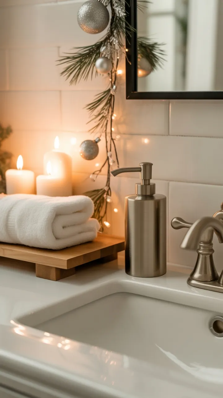 Quiet Holiday Elegance in a Neutral Bathroom