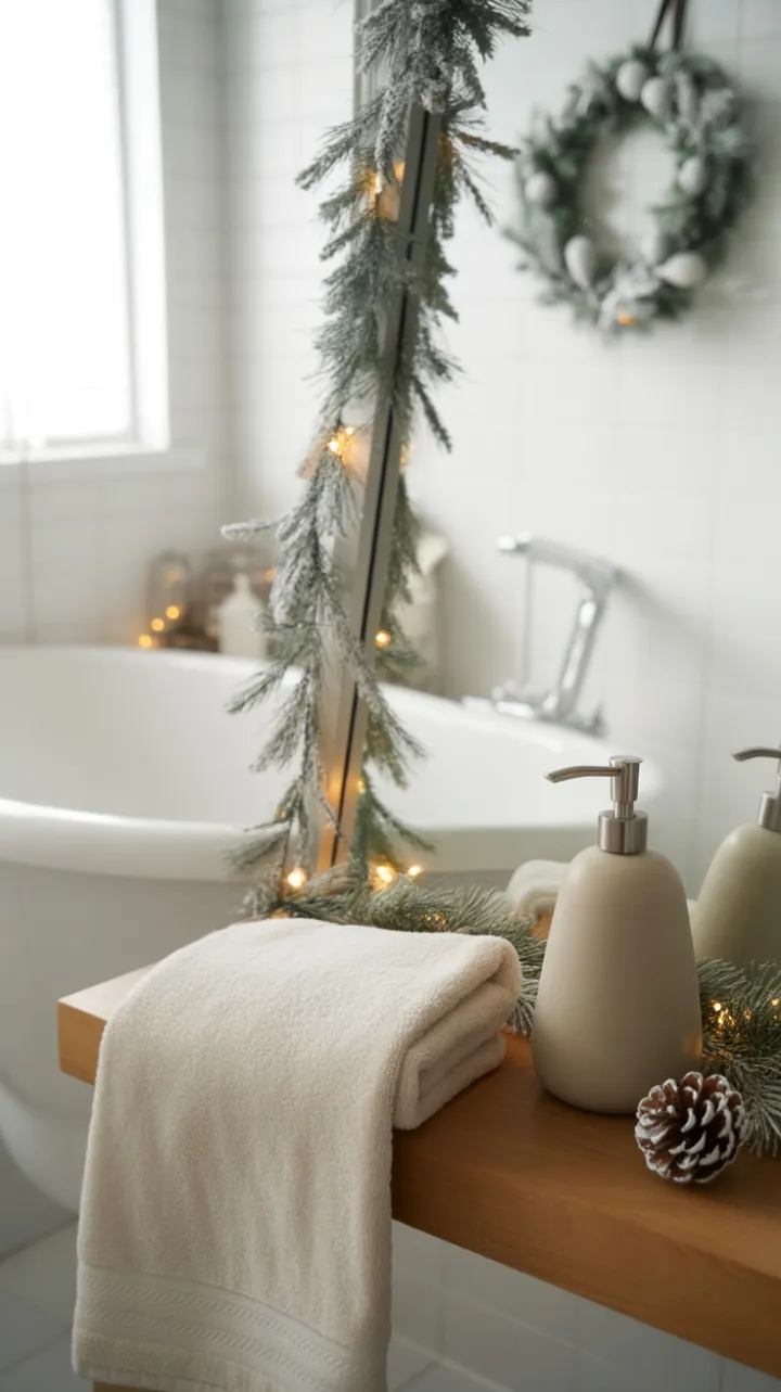 Serene Neutral Christmas Bathroom Retreat