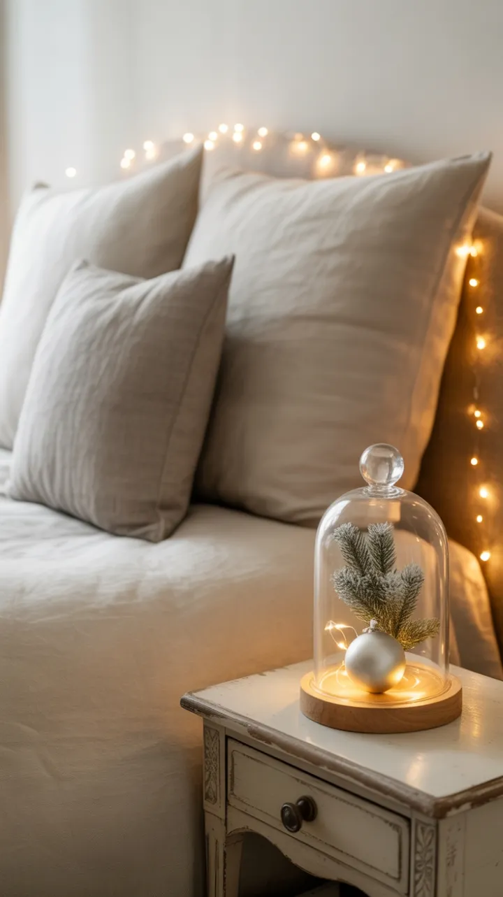 Serene Minimalist Christmas Bedroom Bathed in Winter Light