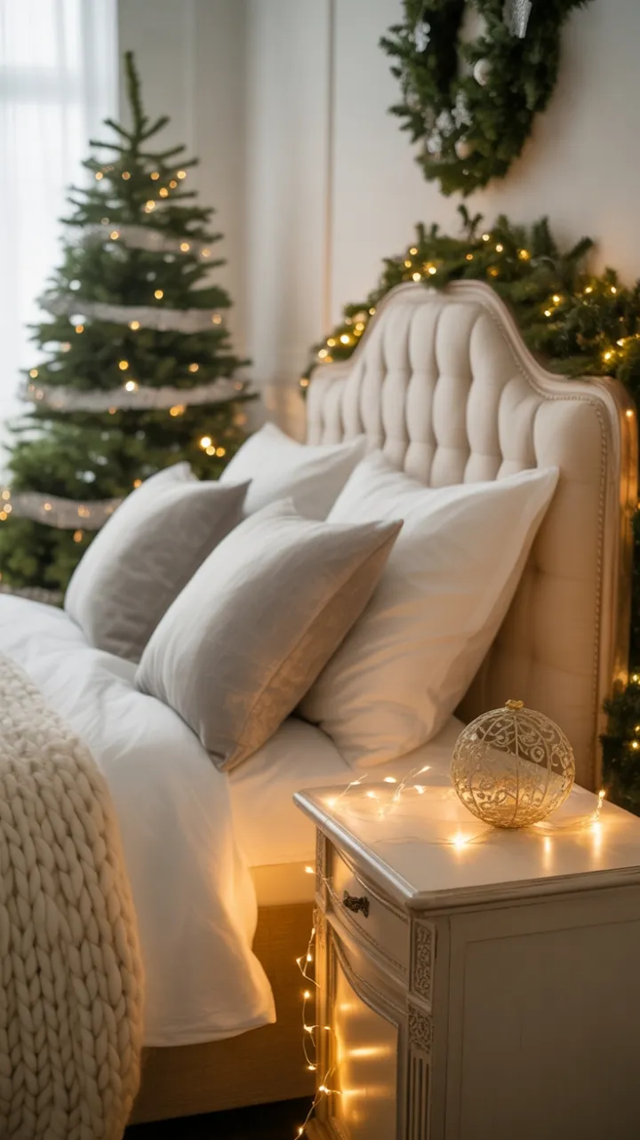 Cozy Christmas Bedroom Retreat Bathed in Warm Glow