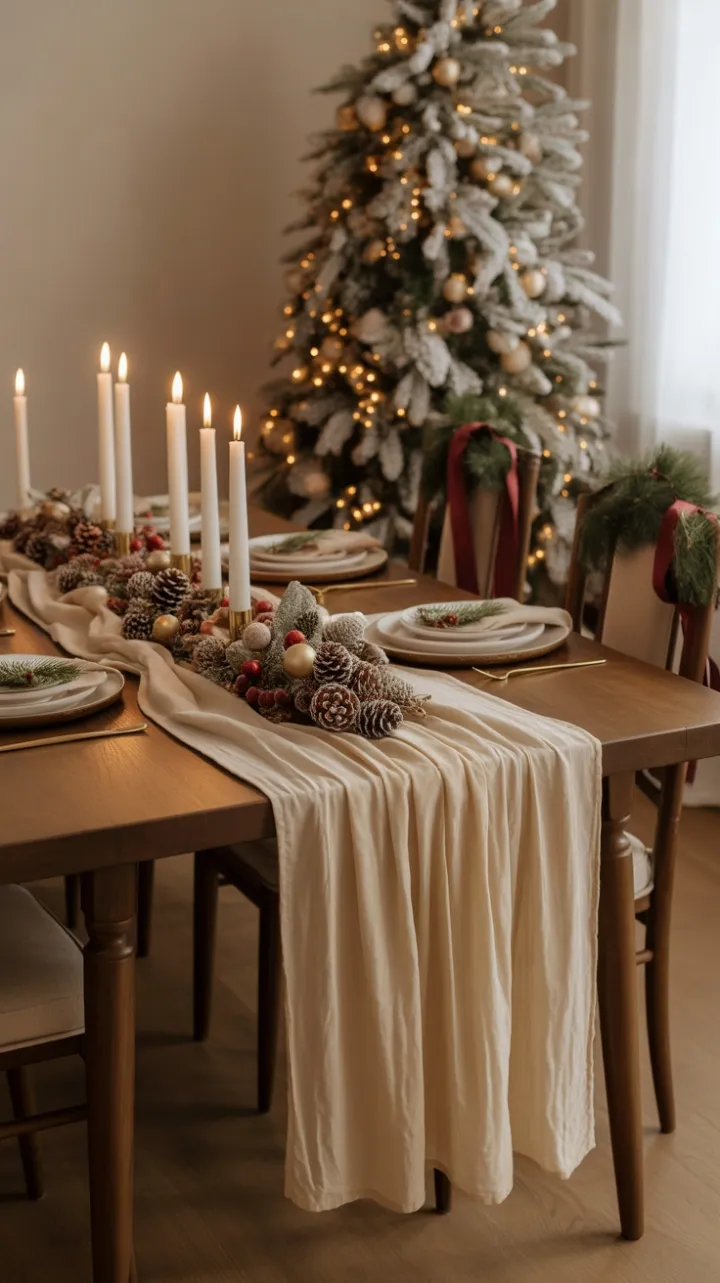 Frosted Elegance – A Cozy Christmas Table Set for Gathering