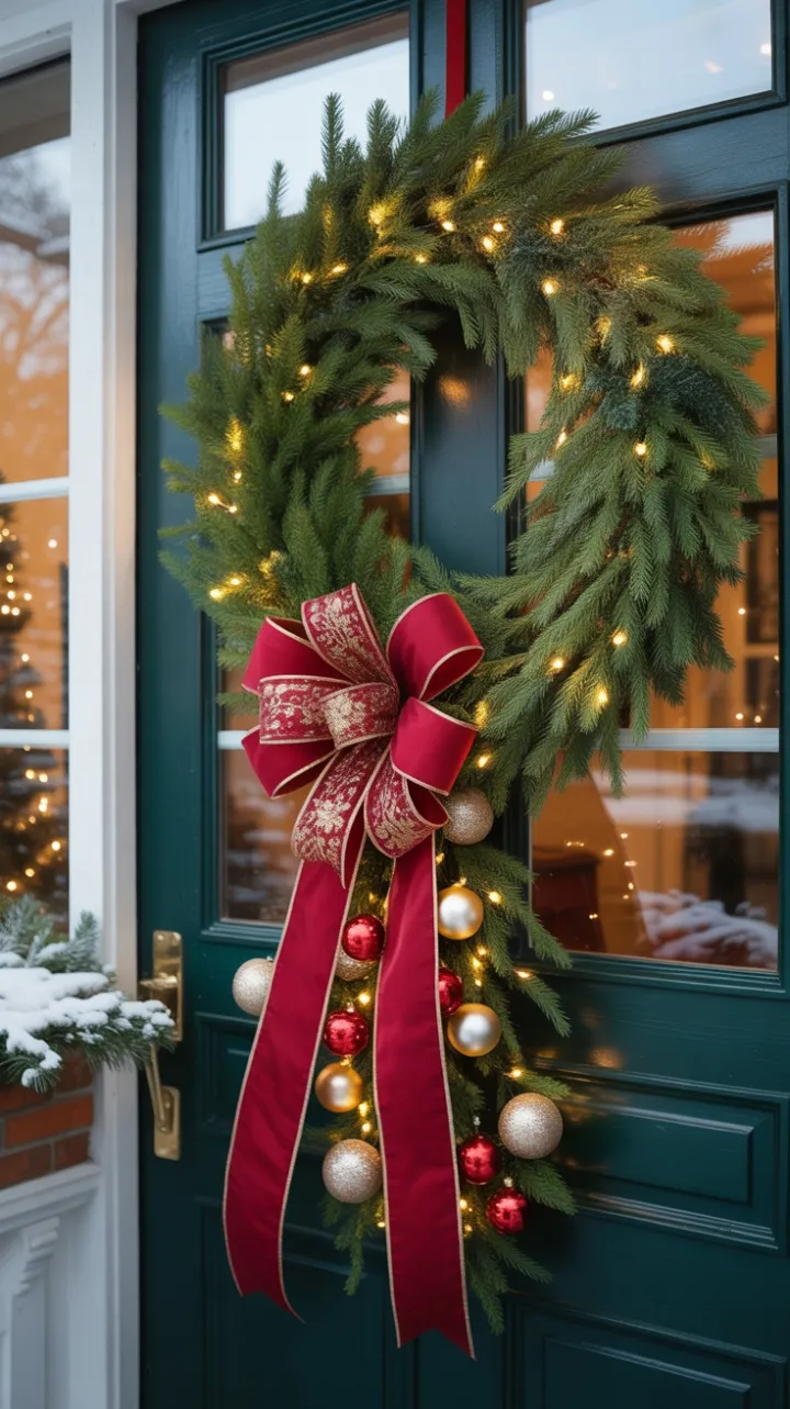 Twinkling Wreath and Crimson Bow Welcome Christmas