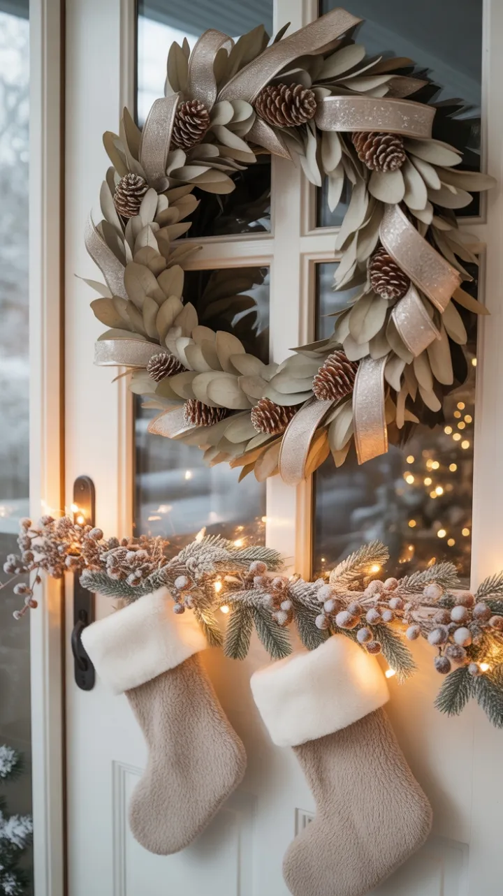 Soft-Neutral Christmas Welcome with Eucalyptus Wreath
