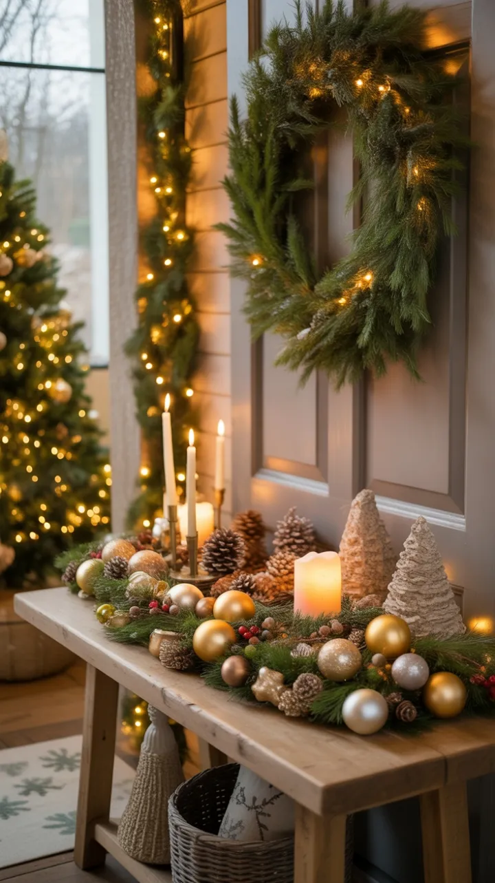 Rustic Holiday Welcome Bathed in Candlelight