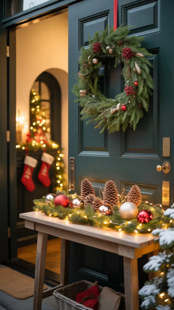 A Warm Welcome to a Cozy Christmas Entryway