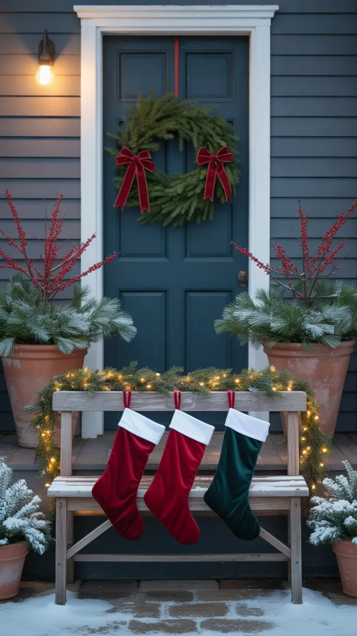 Snow-Kissed Porch Radiating Warm Holiday Cheer