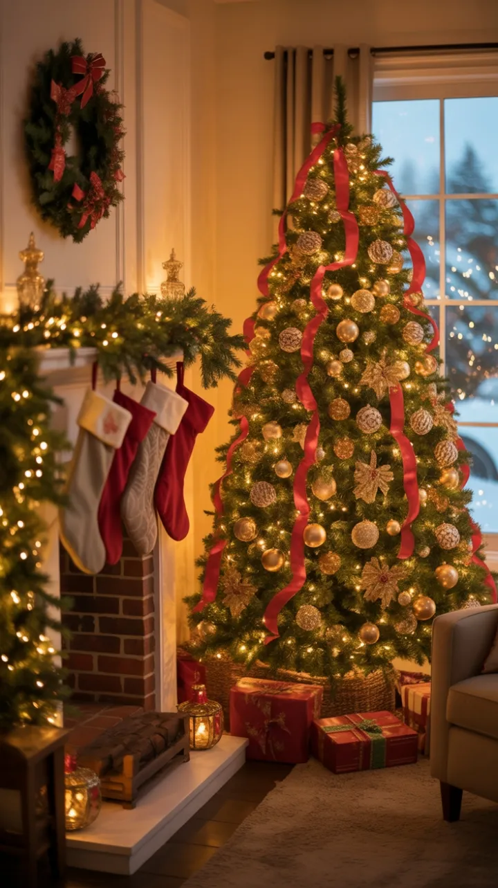 Fireside Christmas in Gold and Red