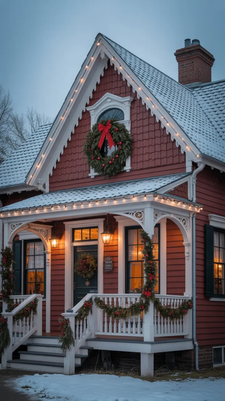 Twinkling Victorian Christmas Home Bathed in Warm Light