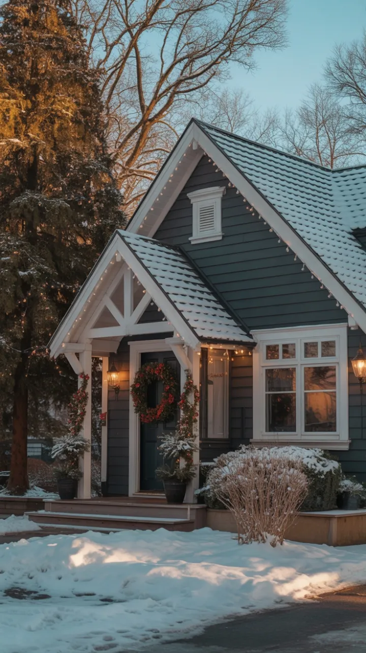 Snow-Kissed Holiday Home Bathed in Golden Sunset