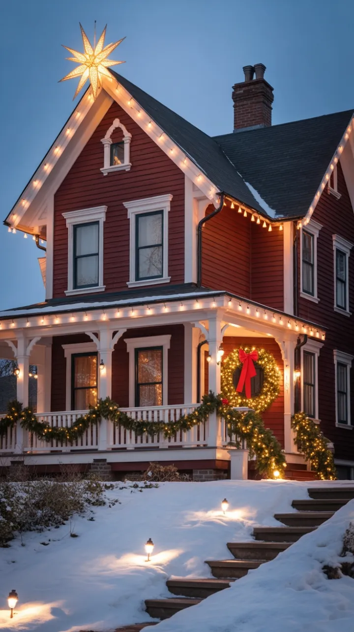 Snow-Kissed Victorian Wrapped in Starlit Holiday Glow
