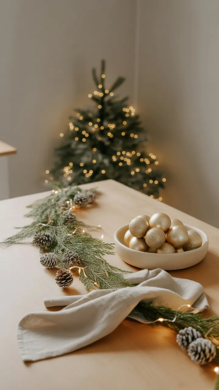 Soft-Gilded Holiday Calm on a Kitchen Countertop