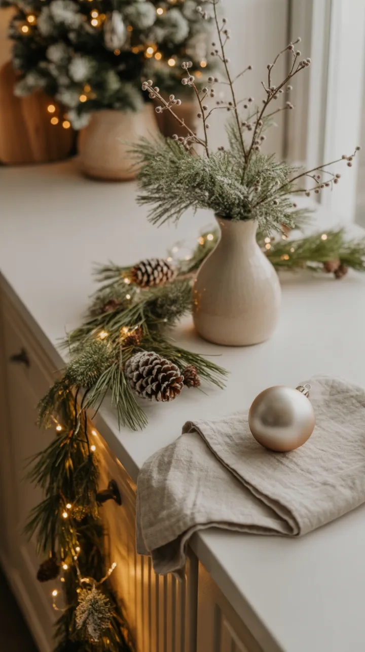 Cozy Minimalist Christmas on a Warm Kitchen Countertop