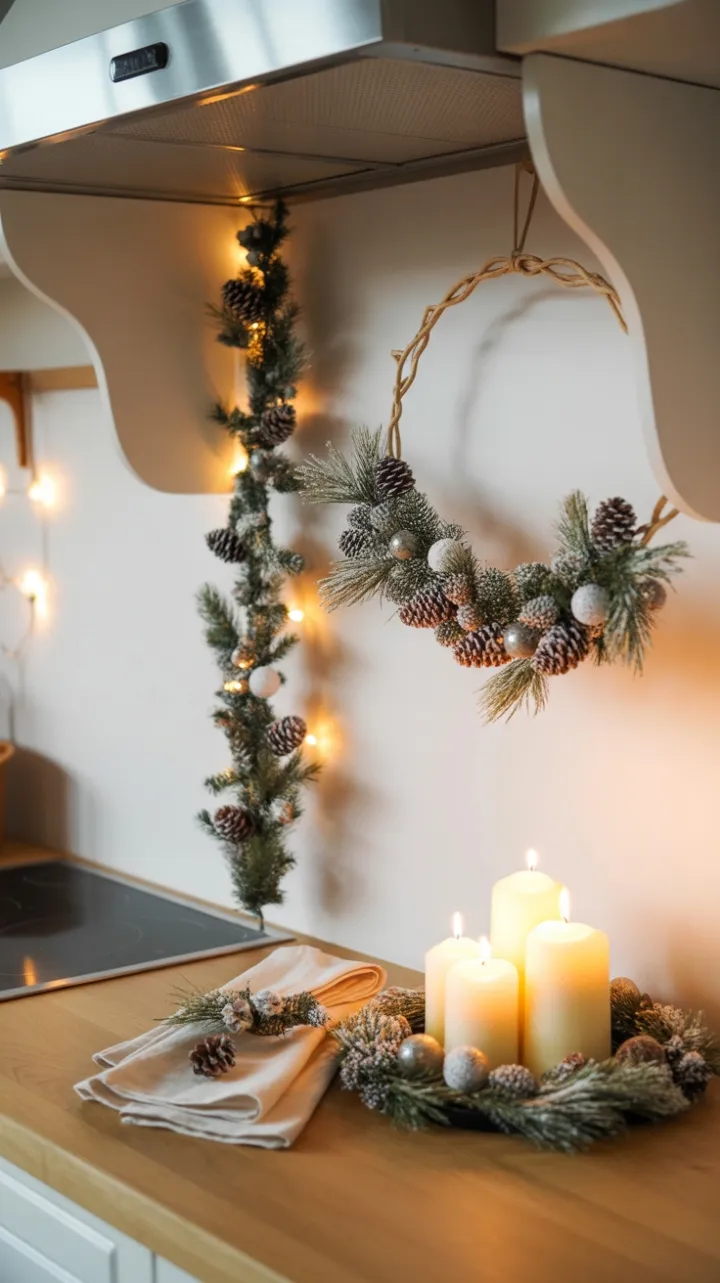 Neutral Holiday Glow on a Cozy Kitchen Counter