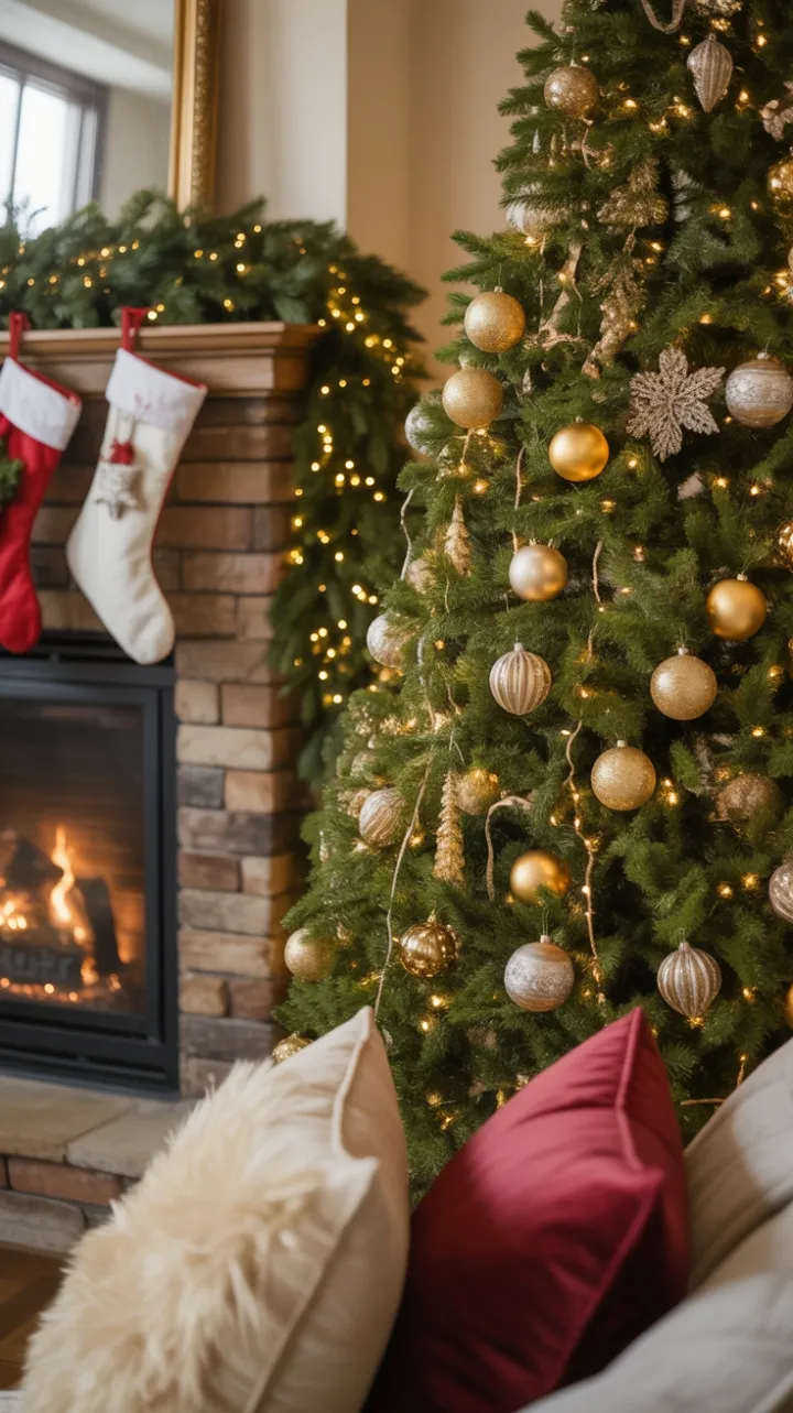 Twinkling Hearth and Cozy Christmas Elegance