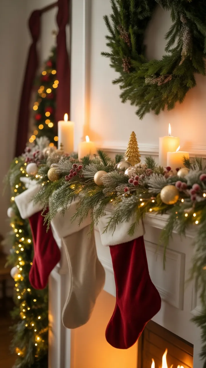 Fireside Mantel Dressed in Velvet and Gold