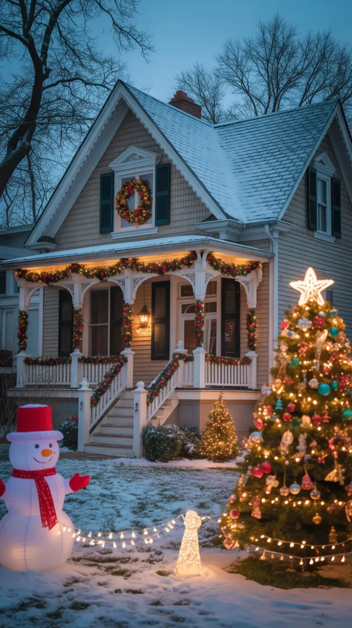 Victorian House Aglow in Christmas Magic