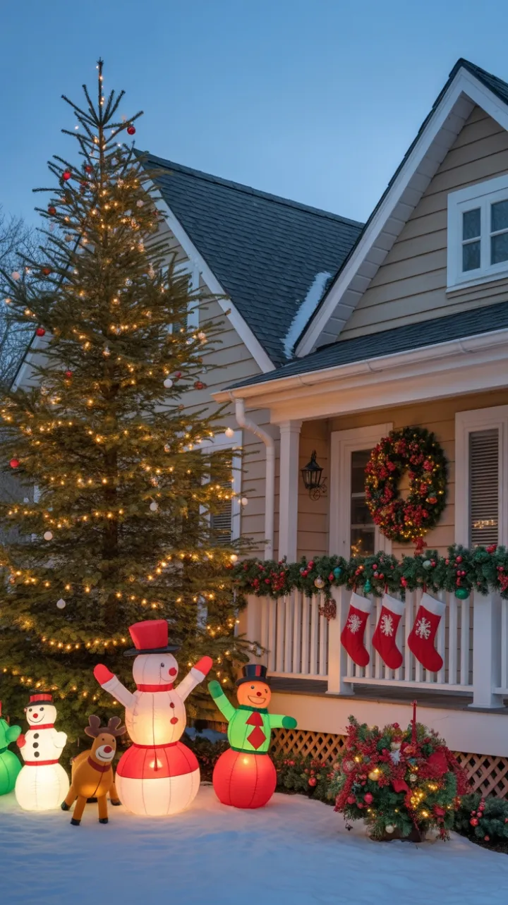Sunlit Holiday Magic on a Snow-Kissed Suburban Home