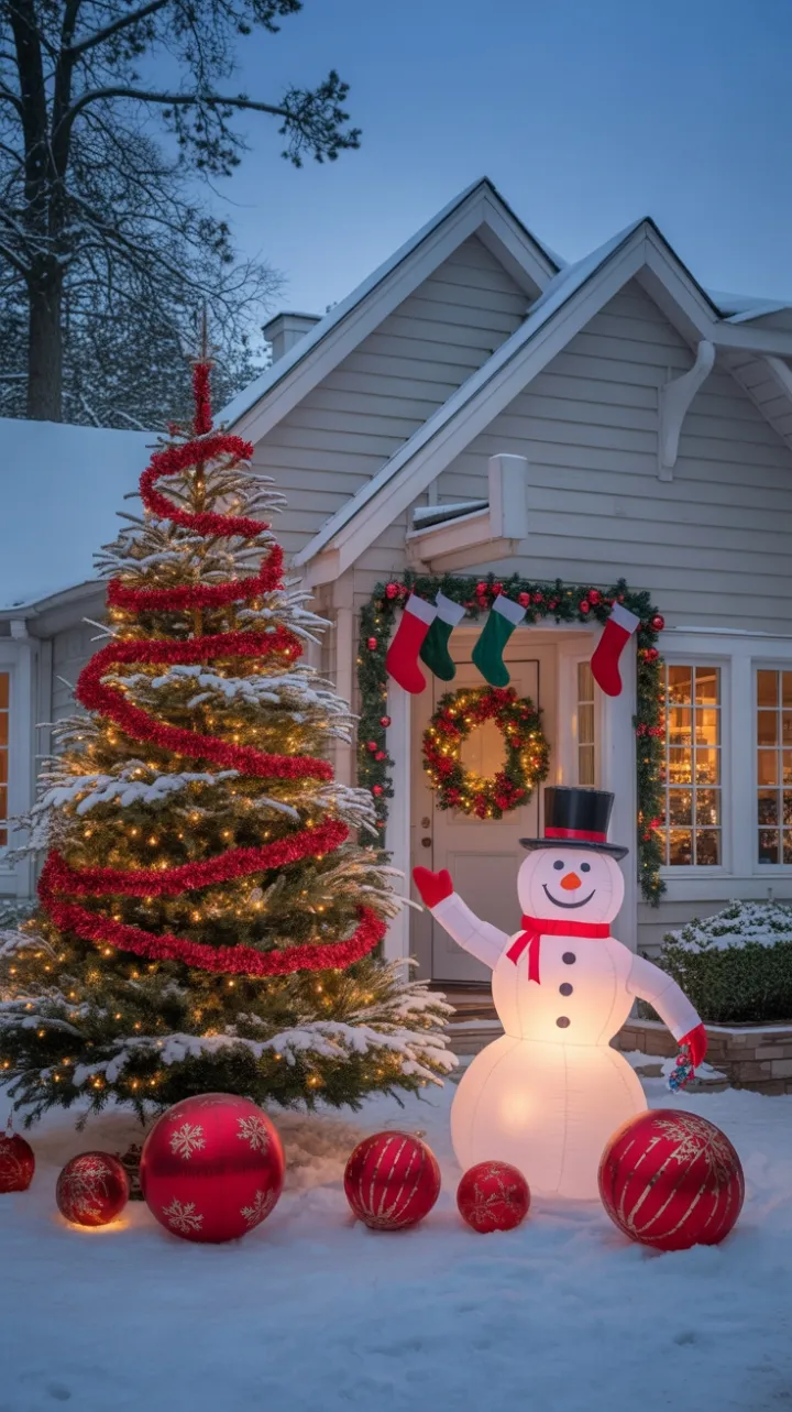 Cozy Christmas Glow on a Snowy Suburban Home